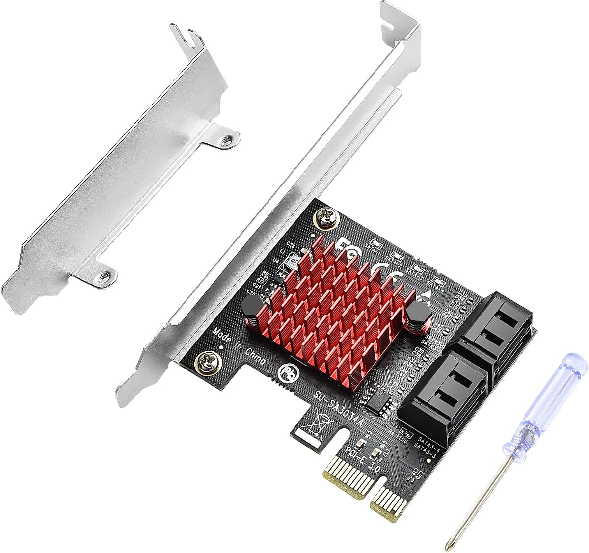 ELUTENG PCI-E to Storage Adapter 4 Ports PCIe Expansion Card 6Gbps SATA3.0 Controller PCI Express Card with Low Profile Bracket for Windows10/7/8/XP/Vista/linux