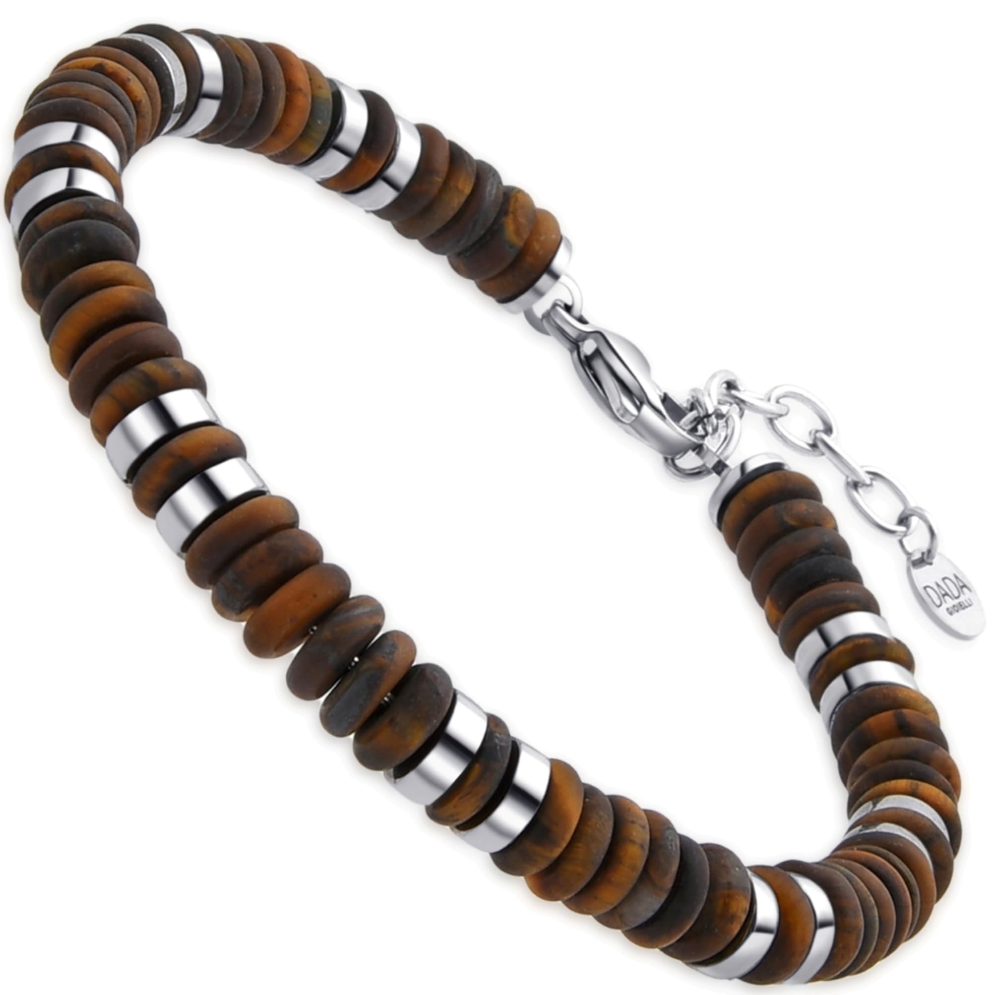 Dada Gioielli Pulsera para hombre con piedras naturales – Elige la piedra que te representa – Idea de regalo de cumpleaños – Talla ajustable 18,5+3 cm