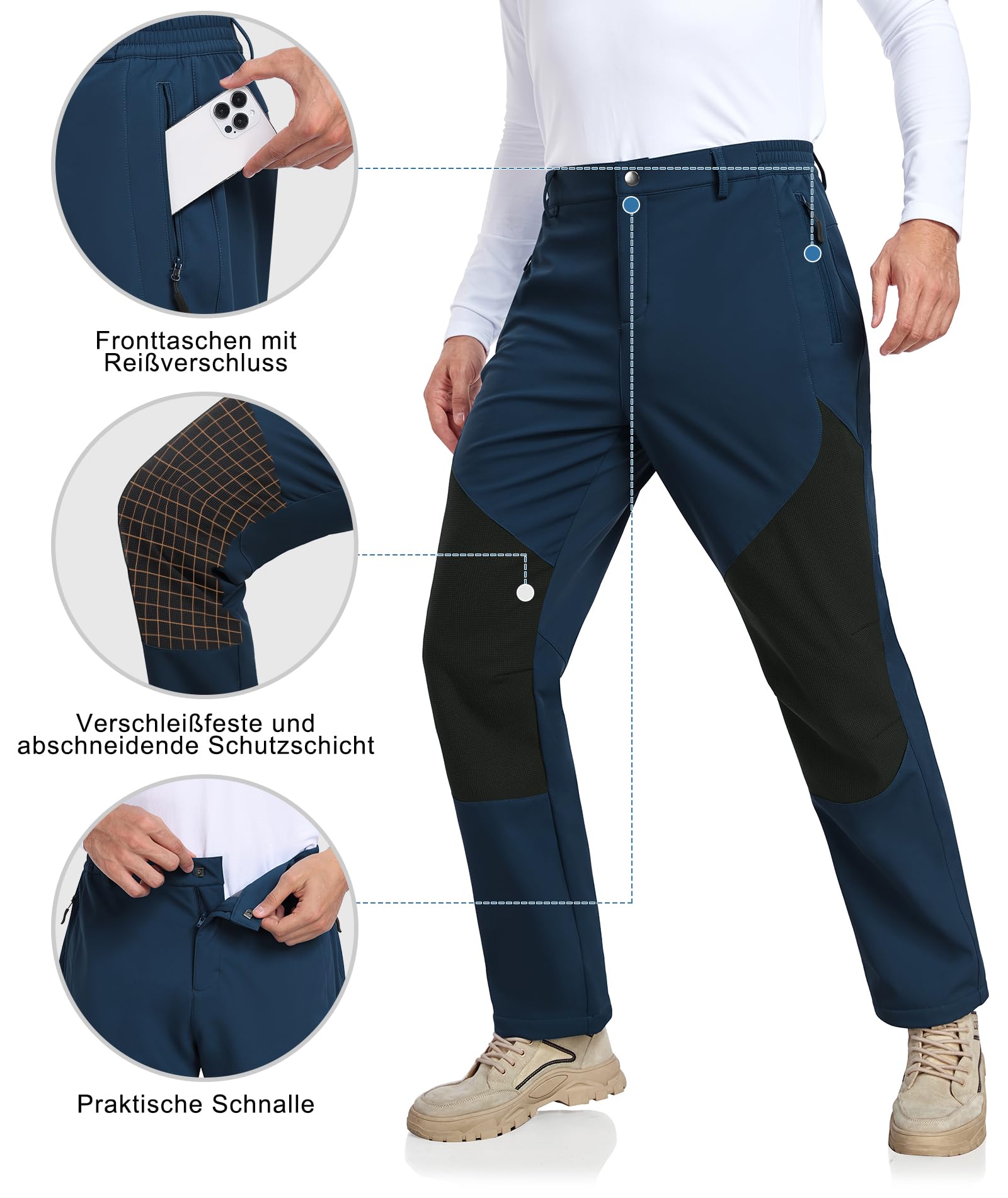 Djtnzdm Pantaloni da Lavoro Uomo Invernali Pantaloni Trekking Antipioggia Impermeabili Termici Pantaloni Neve Sci Snowboard Caldo Antivento Tasca con Cerniera (Loose Fit)