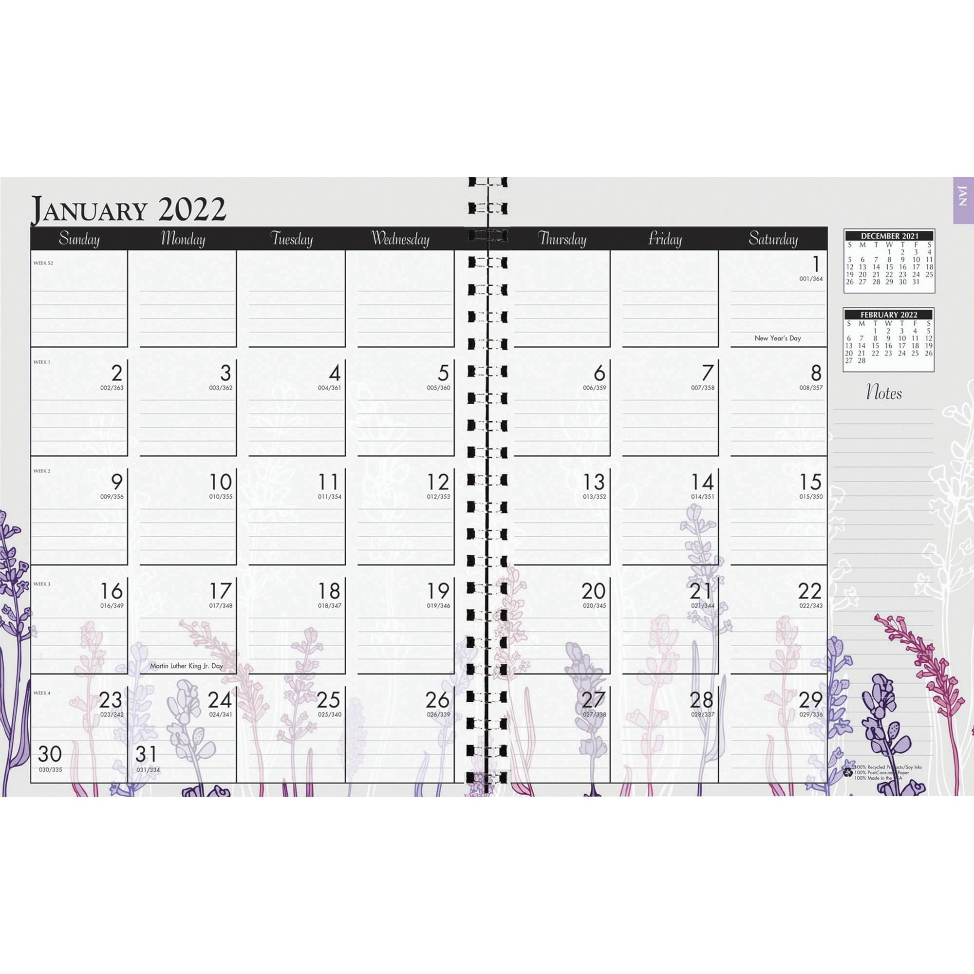 House of Doolittle Calendario mensile 2022, Wildflower, 17,8 x 22,9 cm, gennaio - dicembre (HOD295674-22)