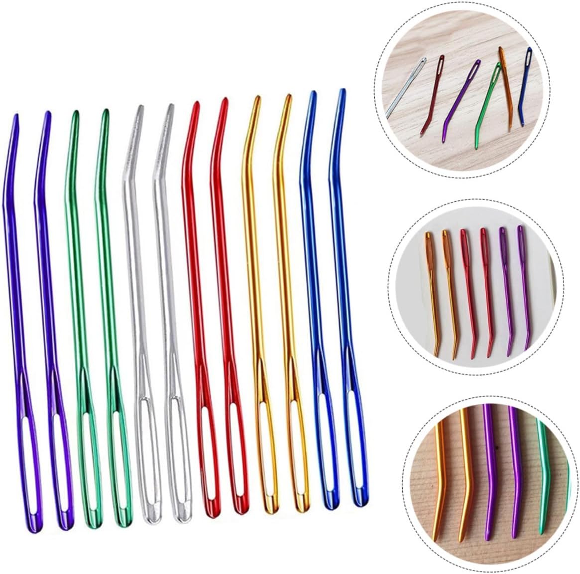 SEWACC 12pcs Multi-Function Safety Yarn Needles and Compact Wear-Resistant Darning Needles for Knitting and Hand Sewing, Mixed Colors, Professional Craft Supplies for Yarn Random Color