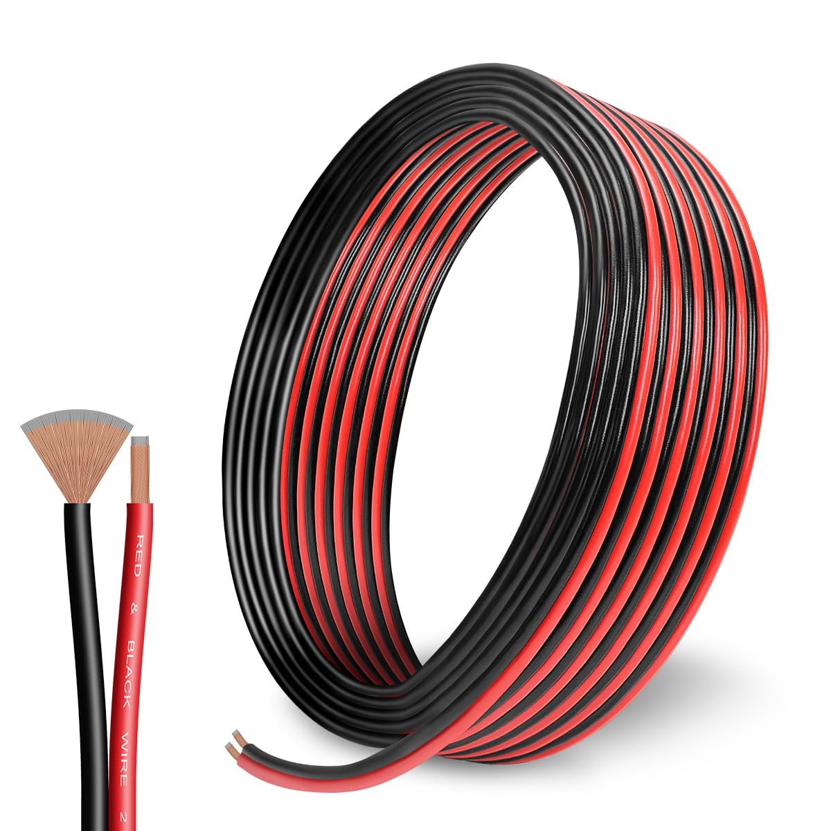 VVFLED 12 Gauge 50FT Electrical Wire Cable, CCA Wire 2 Conductors Red Black, 12AWG Copper Clad Aluminum, 12V/24V DC, LED Lighting, Automotive Wiring VVFLED 12 Gauge 50FT Electrical Wire Cable, CCA Wire 2 Conductors Red Black, 12AWG Copper Clad Aluminum, 12V/24V DC, LED Lighting, Automotive Wiring