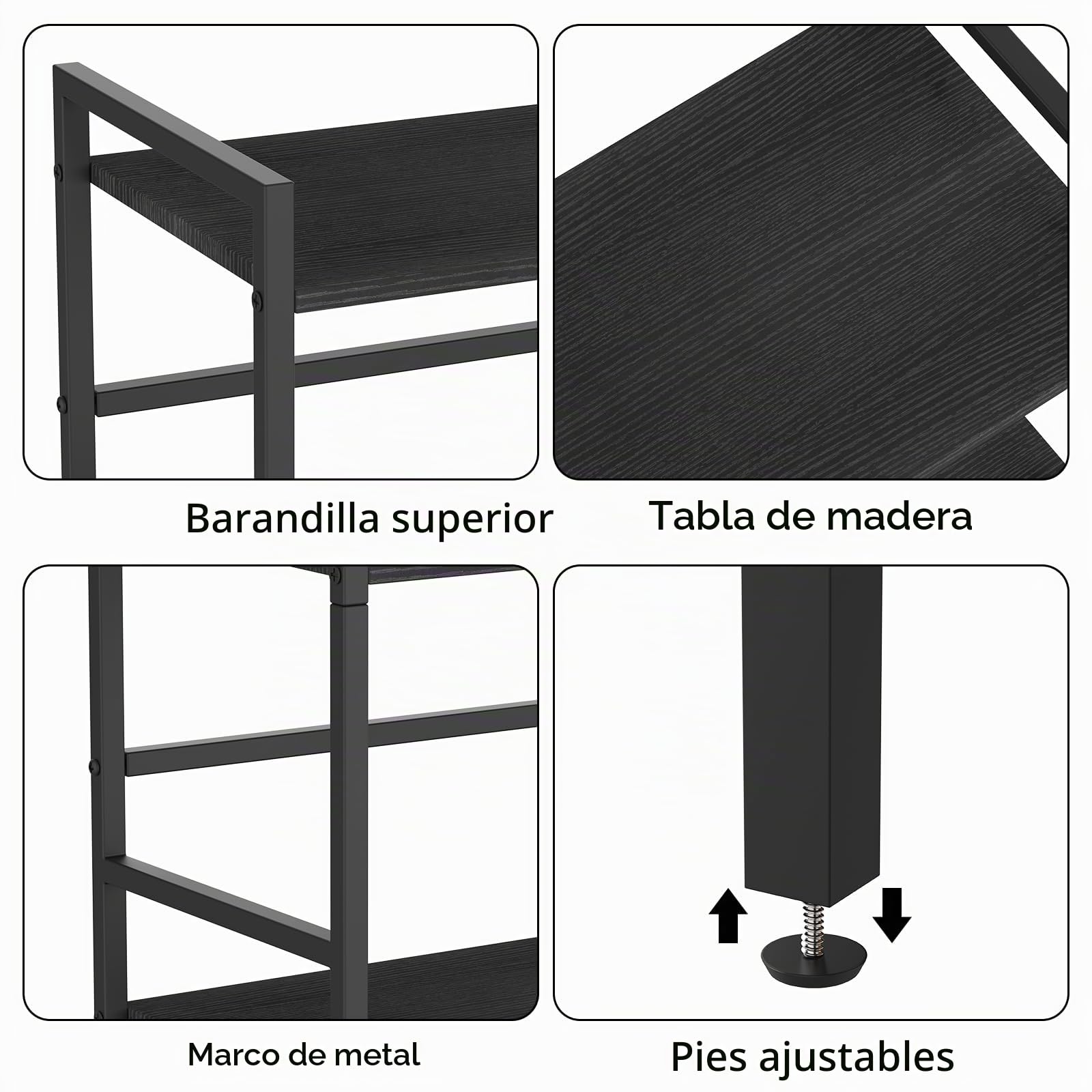 CADUKE Estantería de 5 Niveles, Gran Librero Negro con Almacenamiento Abierto, Estructura de Madera y Metal, Estante de Estilo Industrial para Sala, Dormitorio, Oficina, 43 x 28 x 134 cm