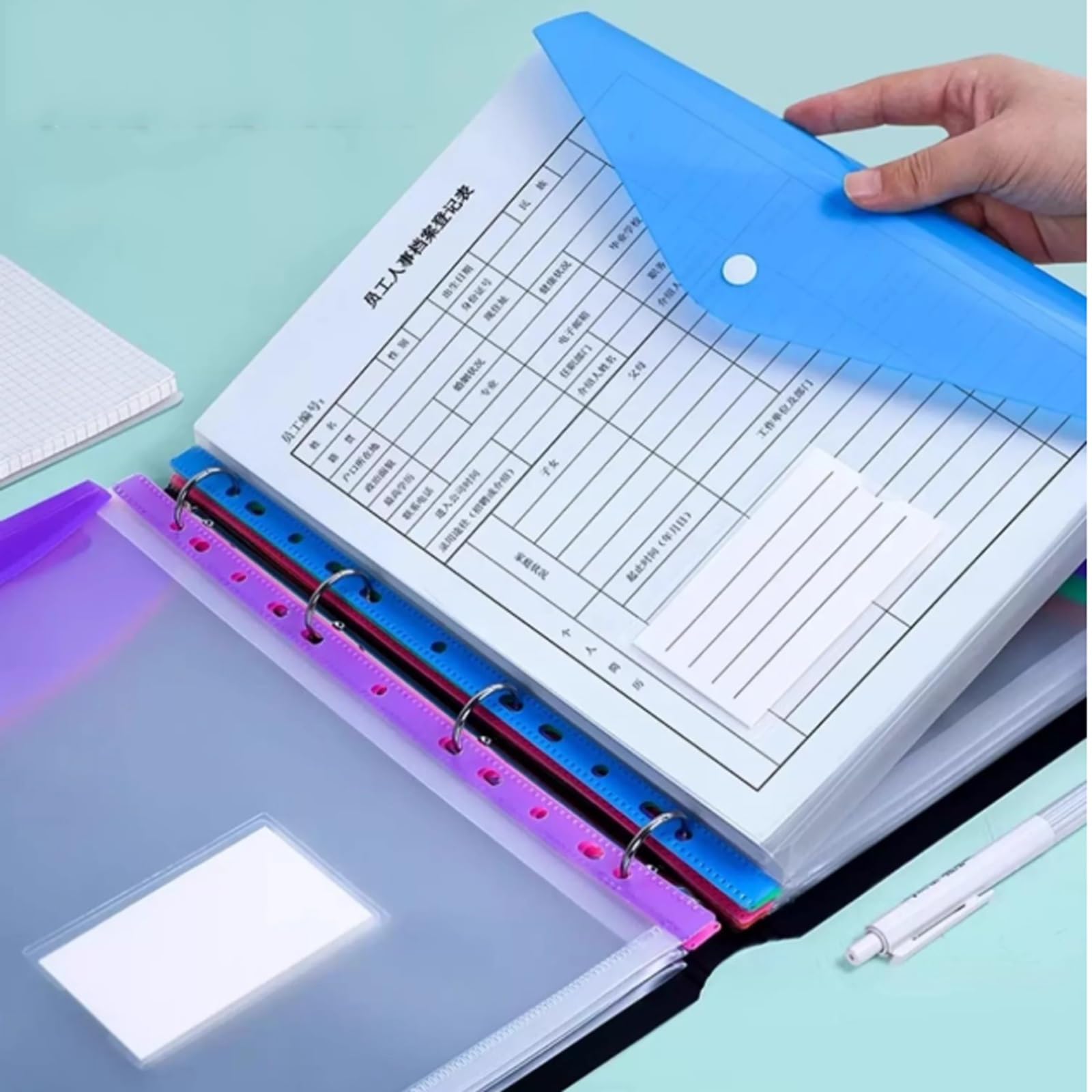 2 juegos de carpetas de archivos de 6 colores, bolsa de archivos de hojas sueltas A4 carpeta