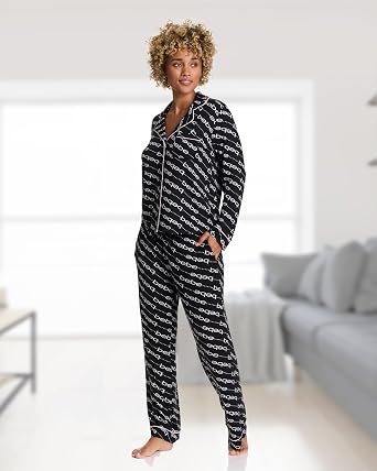 bebe Button Down Pajamas for Women, Long Sleeve Button Up Pajamas with Pants, Ladies Sleepwear PJ Set