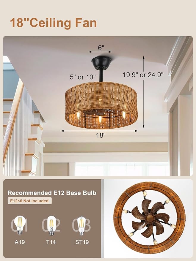 Ventilador de Techo 18 Pulgadas Con Luz y Control Remoto miniatura 2