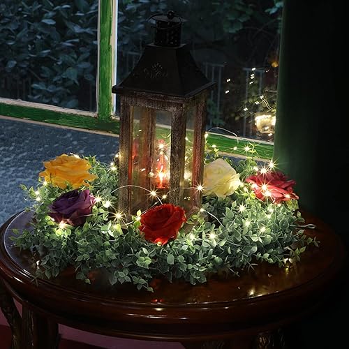 Miniatura 6 de Dolicer Paquete de 5 guirnaldas de eucalipto con cadena de luces LED, guirnalda de eucalipto sintético de 30 pies, hojas de eucalipto verdes