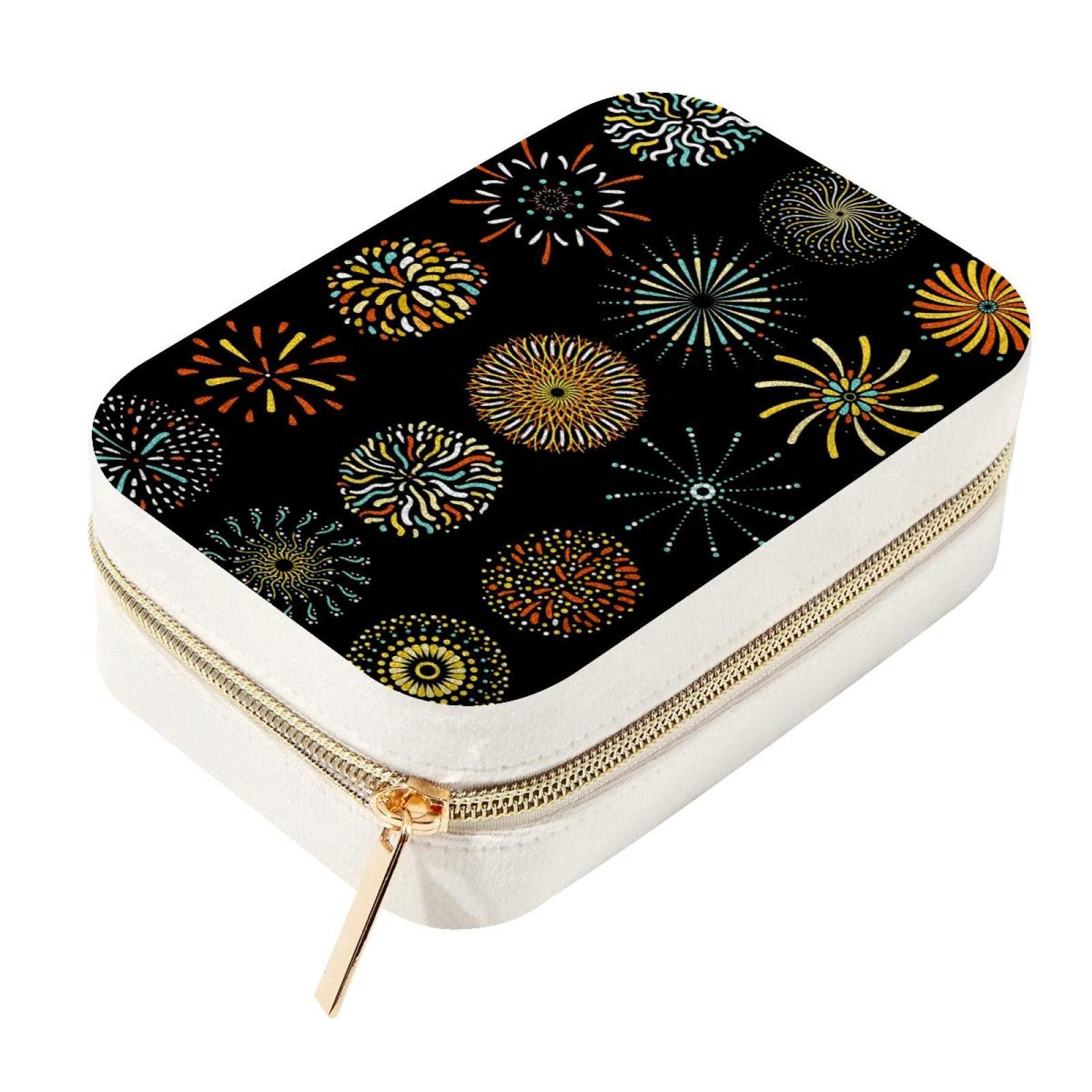 Boîte de rangement de bijoux en velours Fireworks aux finitions soignées