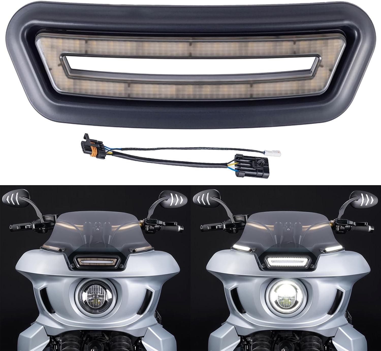 Advanblack FXRT ST Fairing Vent Light Led Light Lights for Harley Low Rider ST Fairing/Dyna/Softail with ST Headlight Fairing (Gridlite Led Vent Light), Smoke