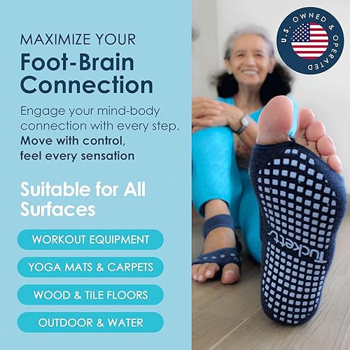 Miniatura 4 de Tucketts Calcetines de pilates sin dedos con agarres para mujer, calcetines antideslizantes de yoga y barra para estabilidad y entrenamientos