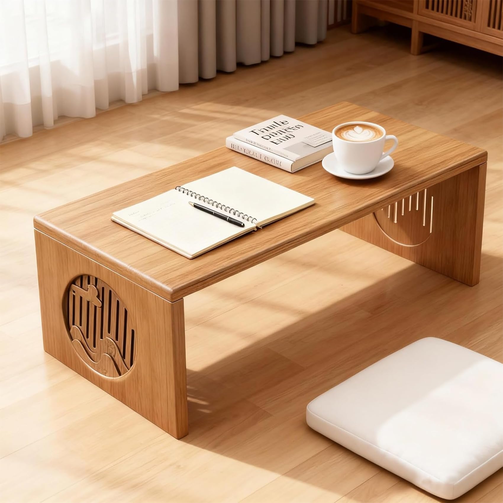 Folding Coffee Table Foldable Japanese Floor Table No Assembly Low Coffee Table for Sitting On The Floor Small