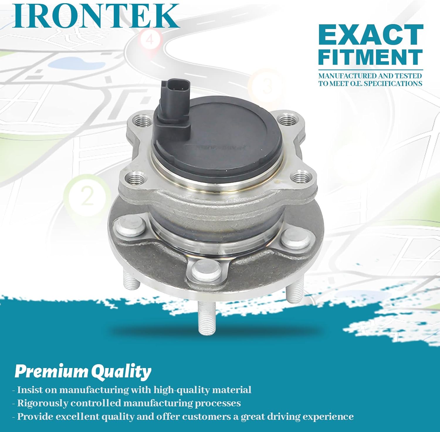 IRONTEK Rear Wheel Hub and Bearing Assembly 512466x2 (5Lugs W/O Active Park Assist) FITS for Ford 2012-2018 Focus 2PCS