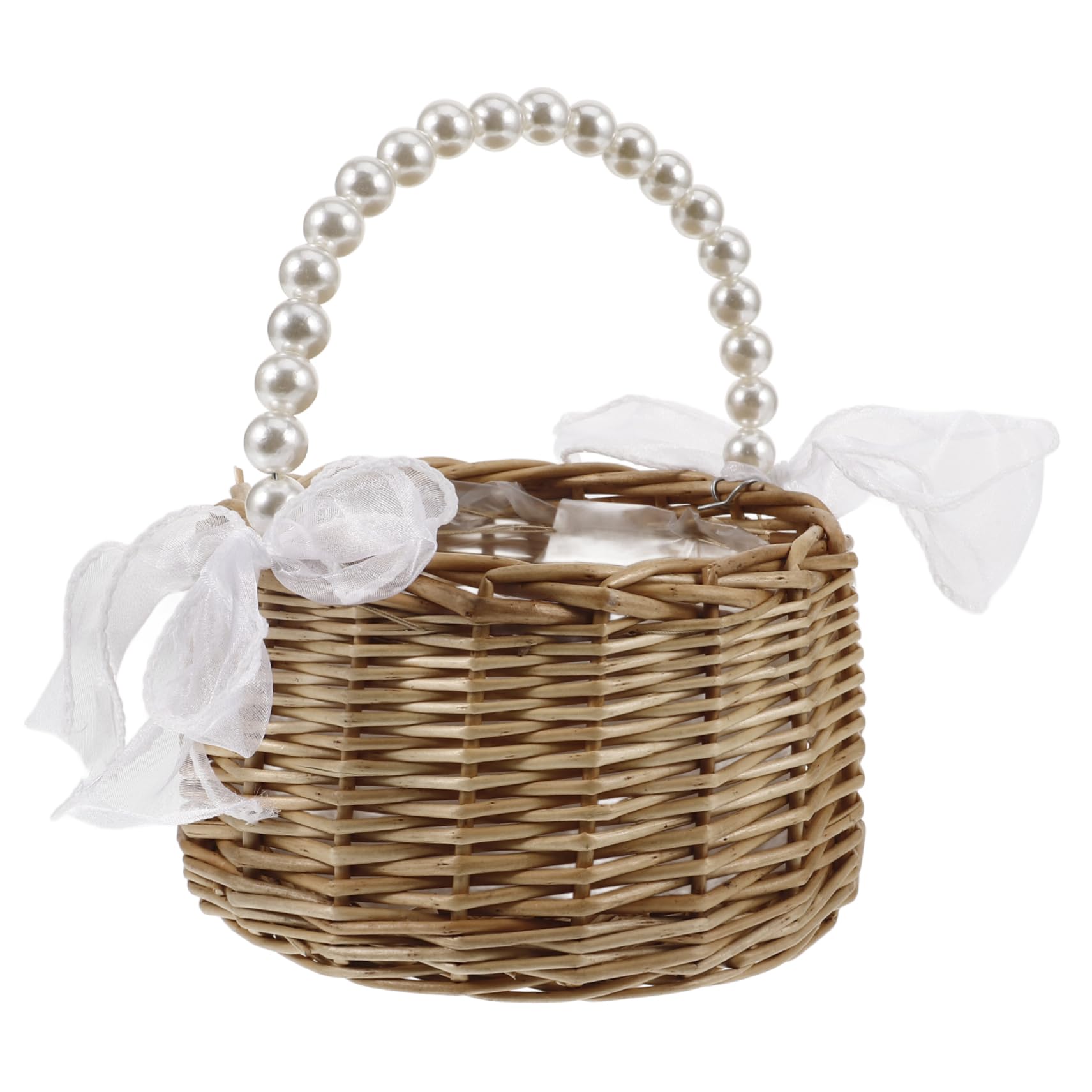 Unomor Woven Baskets Fashionable Handbag Rustic Flower Girl Basket Large Wicker Picnic Basket Beach Holiday Bag Basket Purse for Women Wicker Beach Bag Outdoor Shoulder Bag