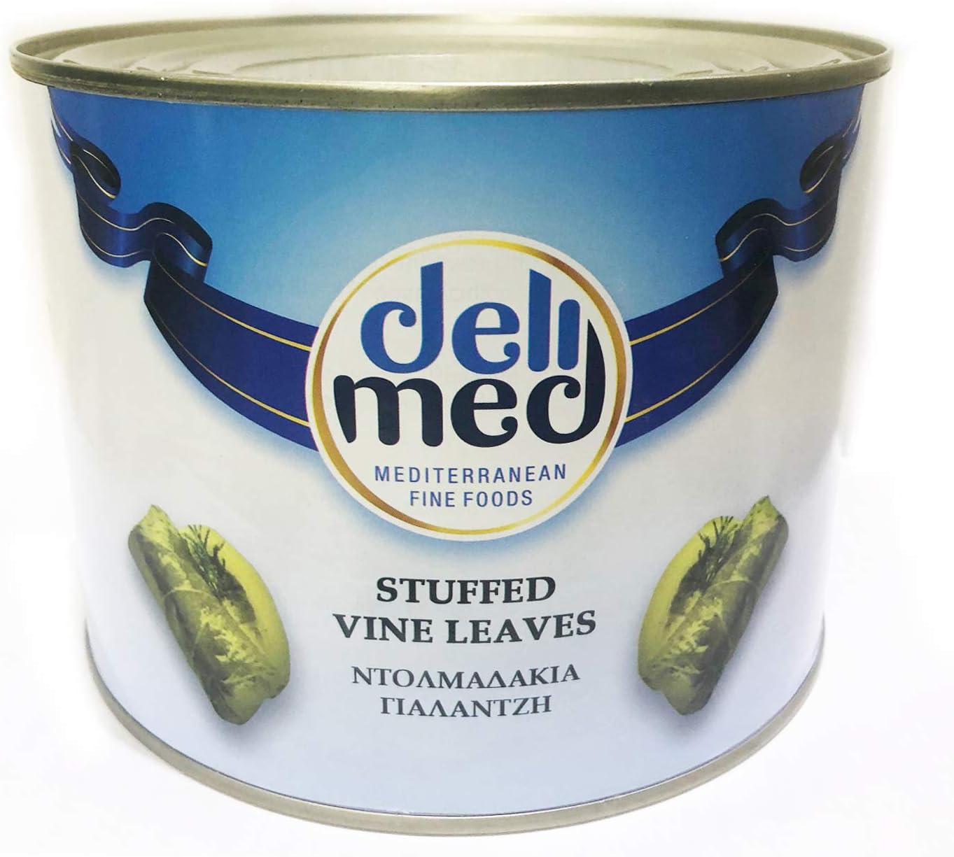 deli med - Stuffed Vine Leaves - DOLMADES - 6 x 2kg Tin (Pack of 6) - Hand Wrapped - Vegetarian - Ready to Eat Hot & Cold (6)