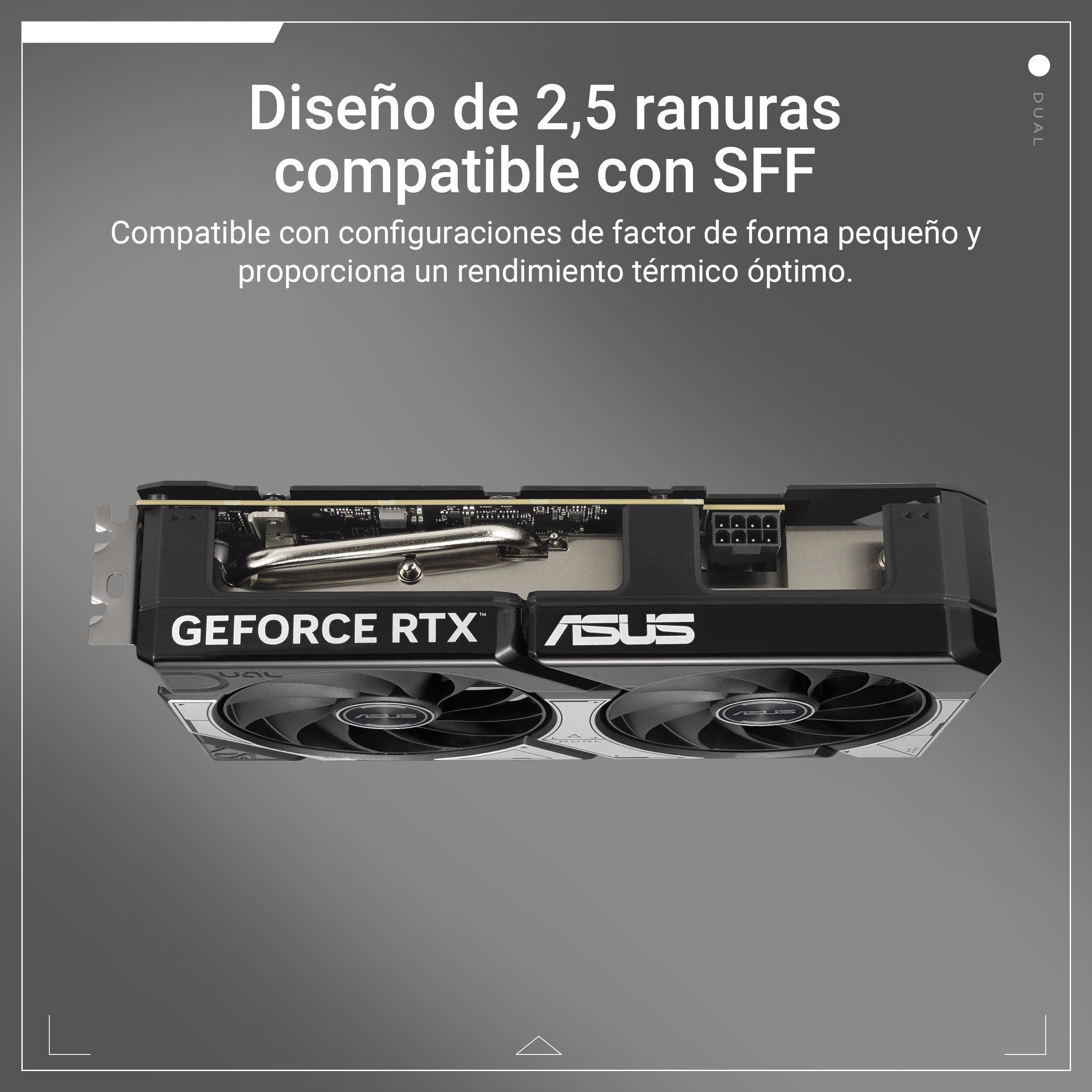 ASUS Dual GeForce RTX 5060 8 GB GDDR7 OC Edition Tarjeta gráfica (PCIe 5.0, 8 GB GDDR7, DLSS 4, HDMI 2.1b, DisplayPort 2.1b, diseño de 2,5 Ranuras, diseño de Ventilador Axial-Tech, tecnología 0dB)