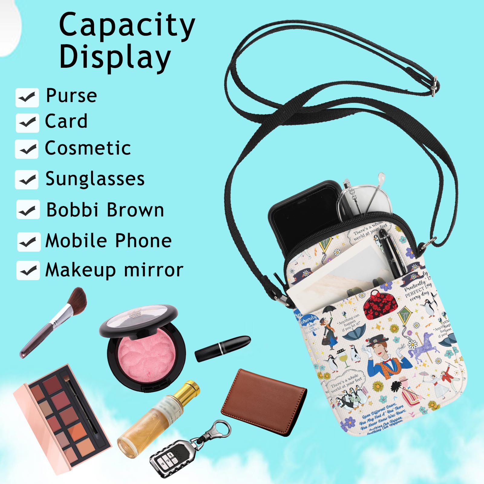 G2TUP Mary Musiacl Crossbody Bag Mary Fans Gift Practically Perfect in Every Way Shoulder Bag Mar-y Movie Merch