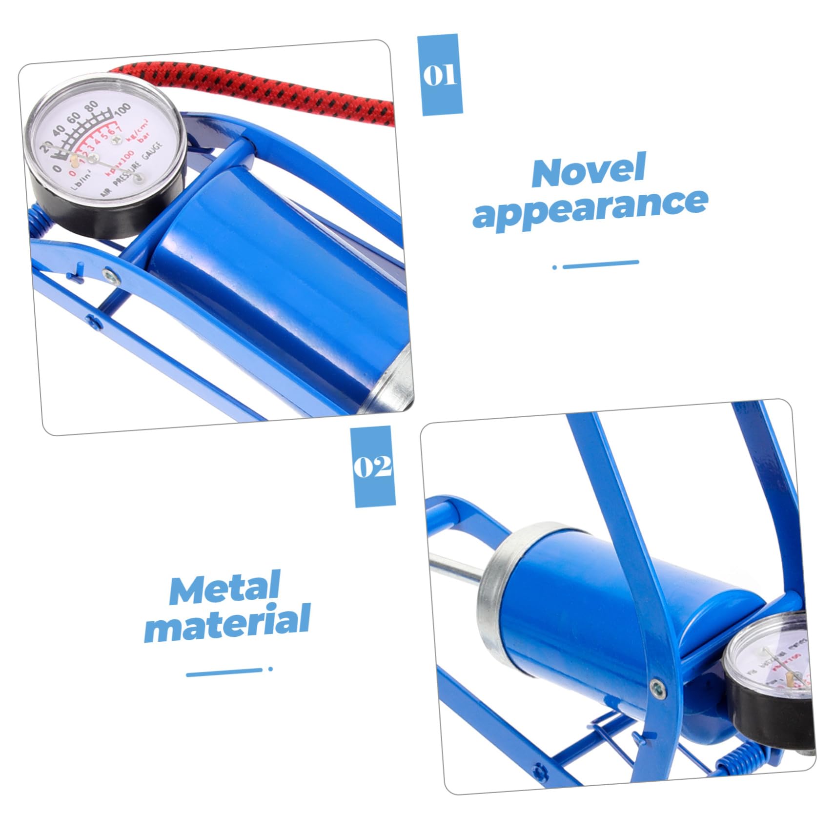 POPETPOP Hochdruck-fußpumpe Reifeninflator Fahrradpumpen Für Fahrräder Pumpbike Reifenpumpe Luft Pumpe Für Den Zyklus Standpumpe Für Fahrradreifen Aktivierte Standpumpe Eisen Blue