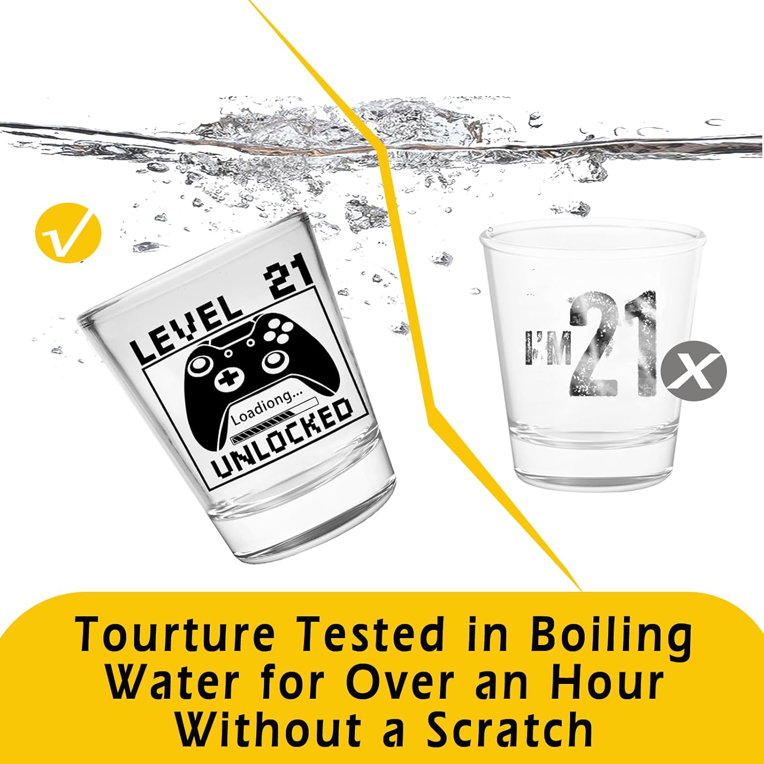 21st Birthday Gifts for Him or Her – Level 21 Unlocked Shot Glass with Black Gift Box, Funny 21st Birthday Present for Men Women Friends, Turning 21 Celebration Gift for Gamer-Themed Parties - Image 4