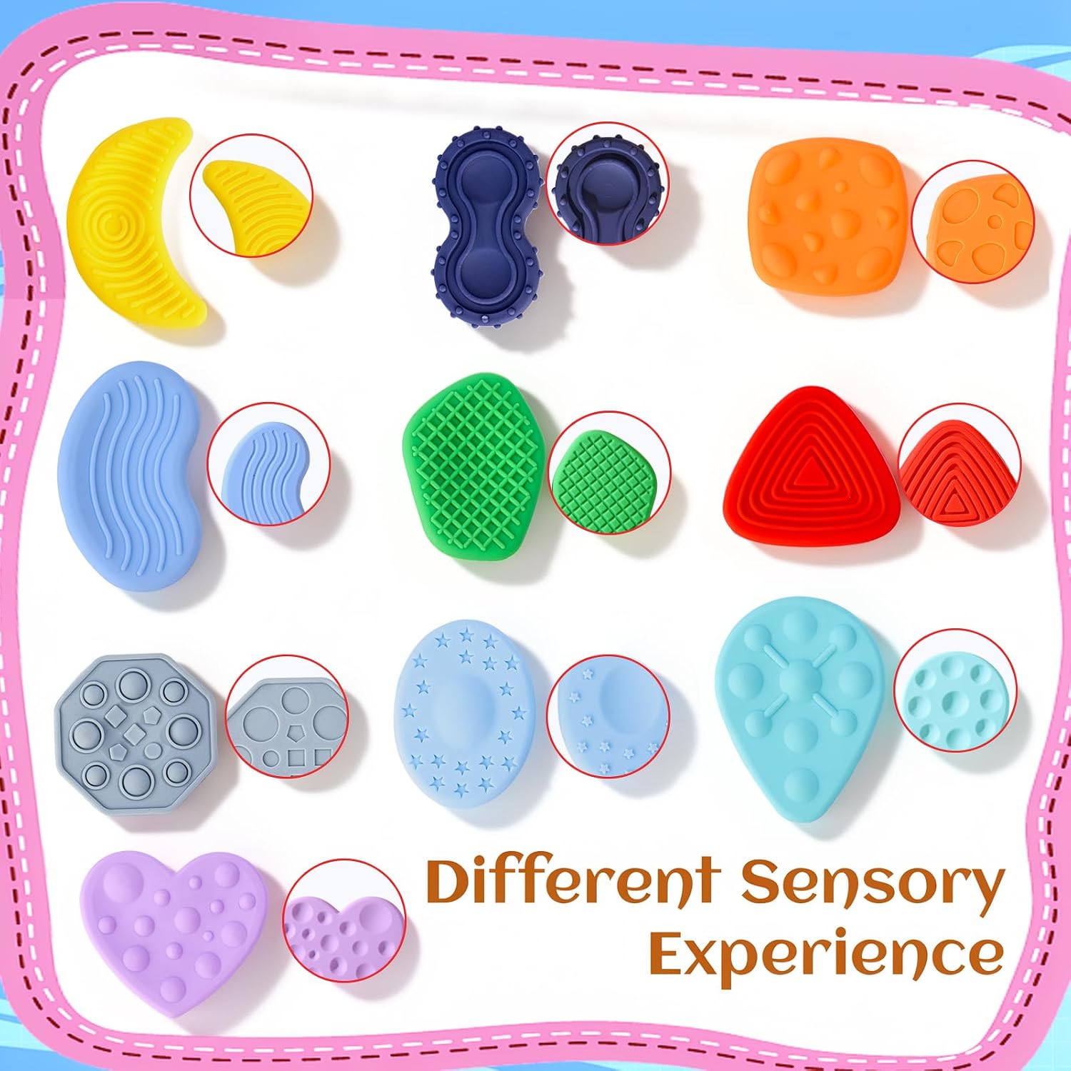 Fidget Toys for Adults Sensory Stones 30pcs Textured Soft Worry Stone for ADHD Autism Students Prizes Fidget Stress Toys image 2