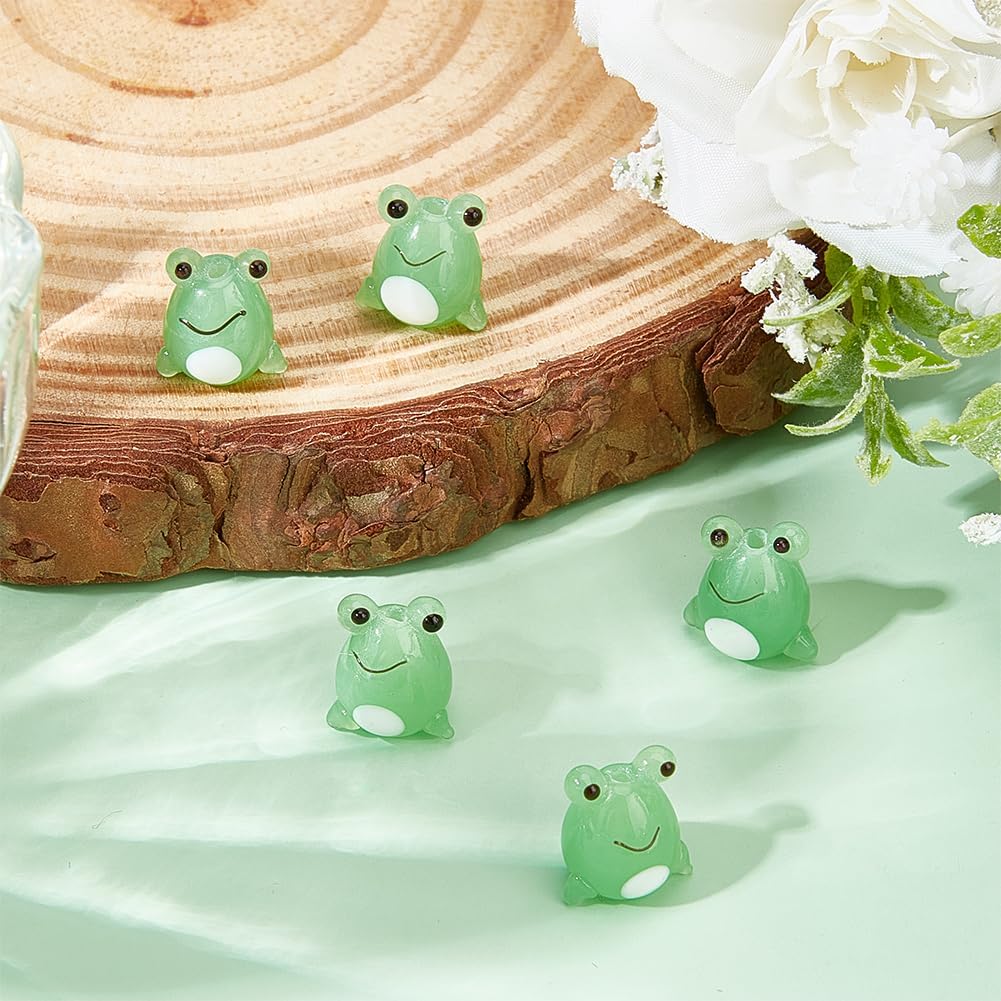 12Pcs Frog Lampwork Beads Cartoon Animals Green Beads Jewelry Making 15mm Loose Round Beads Spacer Glass Beads for DIY Necklace Bracelet Ring Earring Handmade Crafts Accessories - Image 3