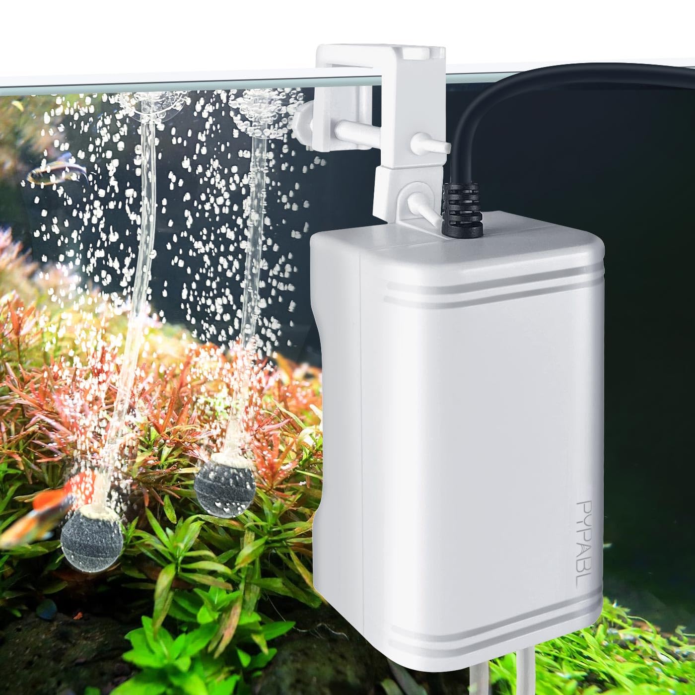 Mini Aquarium Air Pump, Fish Tank Hanging Oxygen Pump, Ultra Quiet Aquarium Bubbler for up to 230L Fish Tank