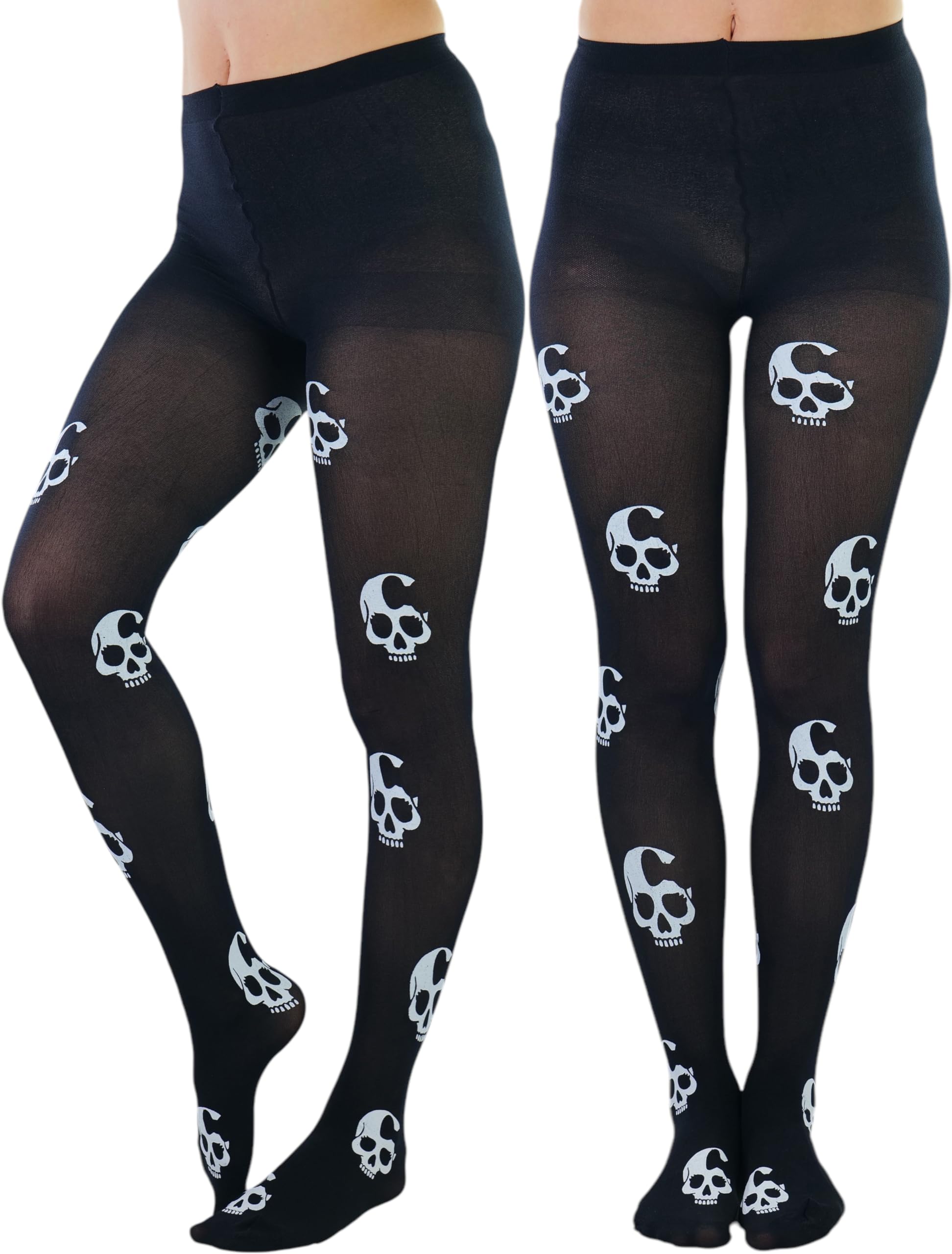 ToBeInStyle Women’s Skull Crossbones Skeleton Pirate Symbol Hosiery Tights &amp; Thigh High Stockings