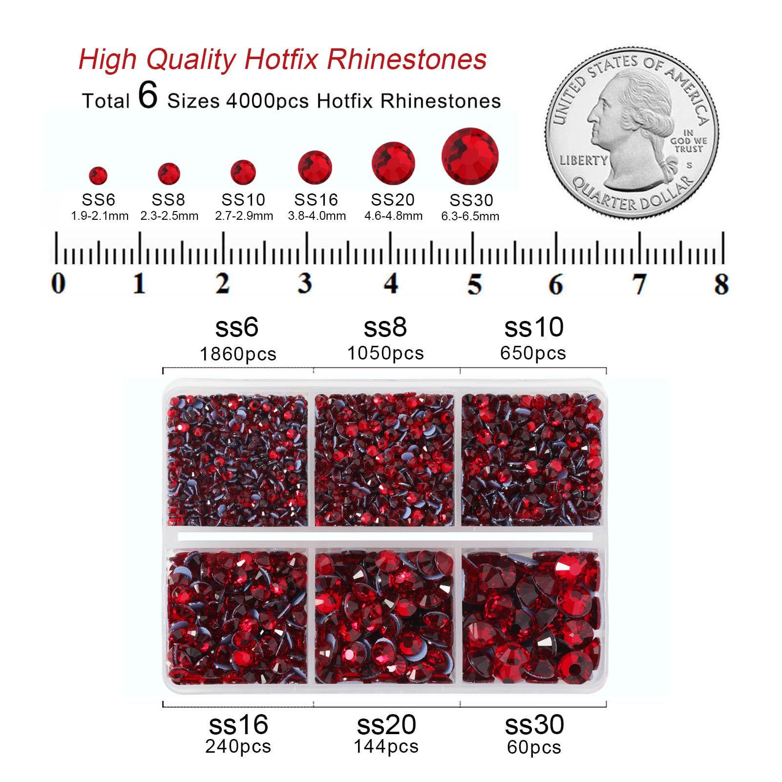 BEADSLAND Hotfix strass, 6080 stuks Violette strass voor kleding knutselen Gemengde 6 maten met waspotlood en pincet set, SS6-SS30, Violet
