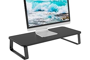 WALI Black Freestanding Single LCD Computer Monitor Desk Stand Riser with Particle Board