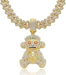 MAXBLING81 Hip Hop Funk Style Baby Monkey Pendant & 18
