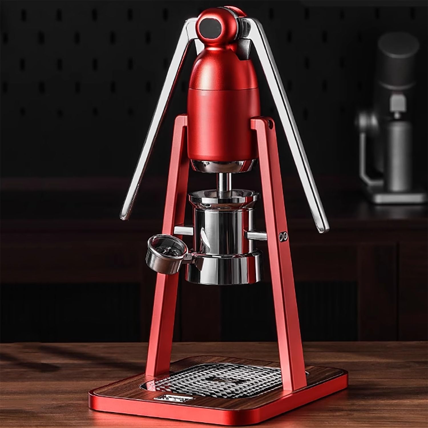 Macchina da caffè portatile a pressione, macchina per caffè espresso a leva manuale, capacità 80 ml, per uso commerciale domestico all'aperto (rosso)