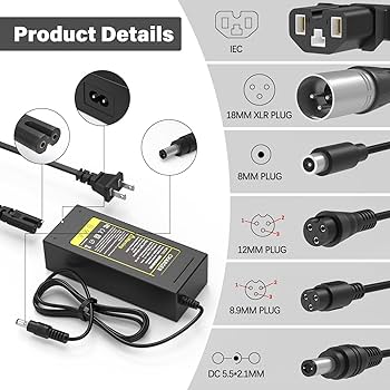 48v専用充電器 Amazon.com: 54.6V 2A Fast Charger 7 in 1 Plugs Universal for