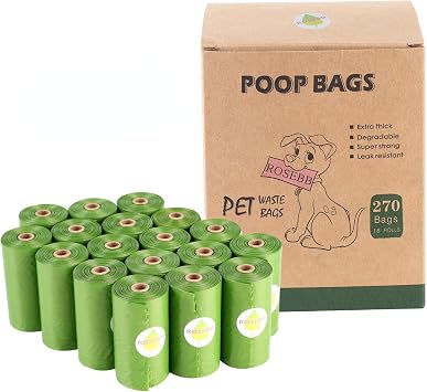 dog poop bags rolls,Pet Waste bags rolls,poop bags for dogs, Leak Proof and Extra Thick doggy poop bags,270Count dog bags for poop,9x13 Inches doggie poop bags