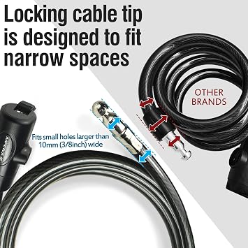 MARQUE Beach Cruiser Bike Bell + 7FT Bike Lock with Key