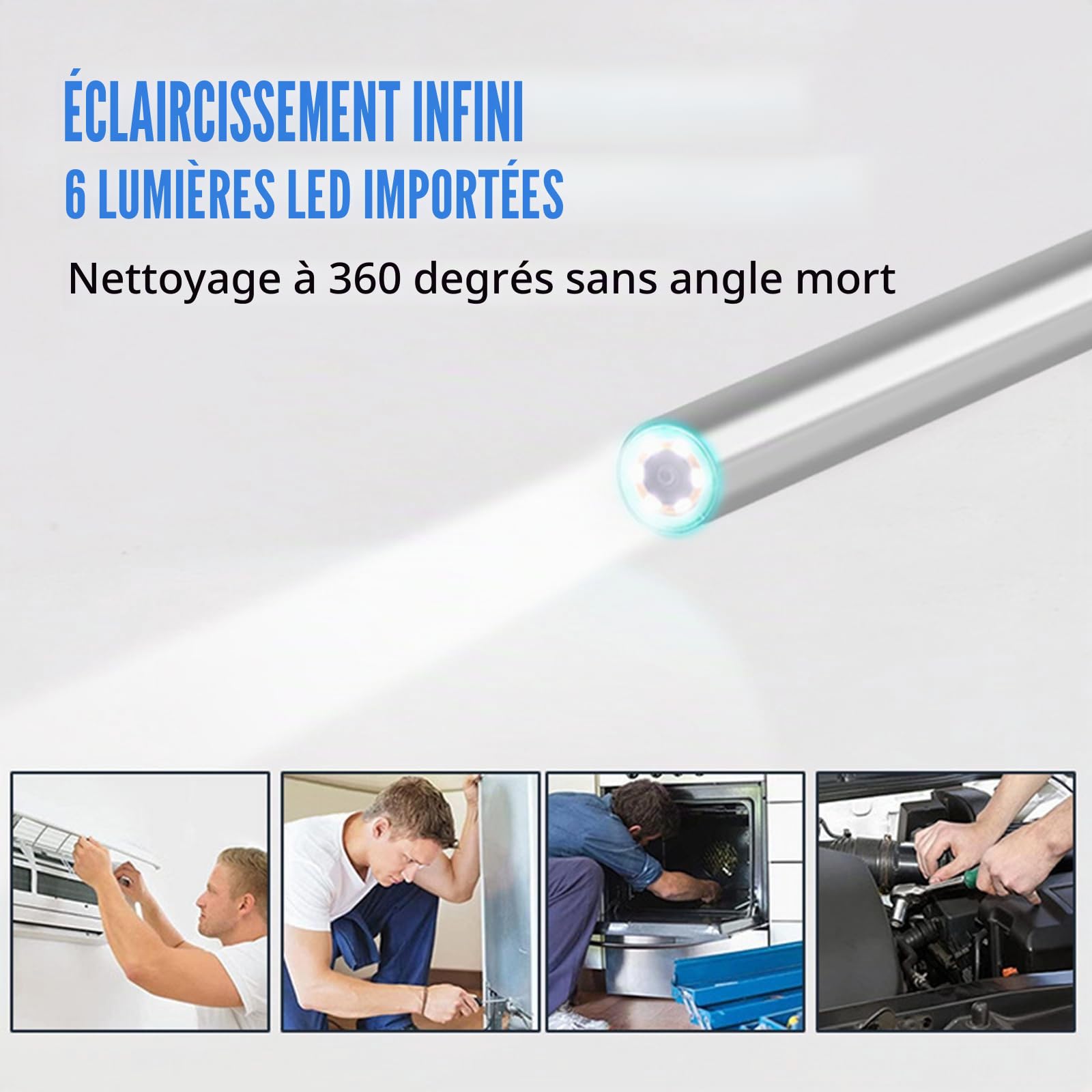 Camera Endoscopique, HD 1080p avec 6 LED et IP67 Endoscope Camera et Camera Inspection pour Smartphone Android Longueur 1m Flexible pour Canalisation et Usage Industriel