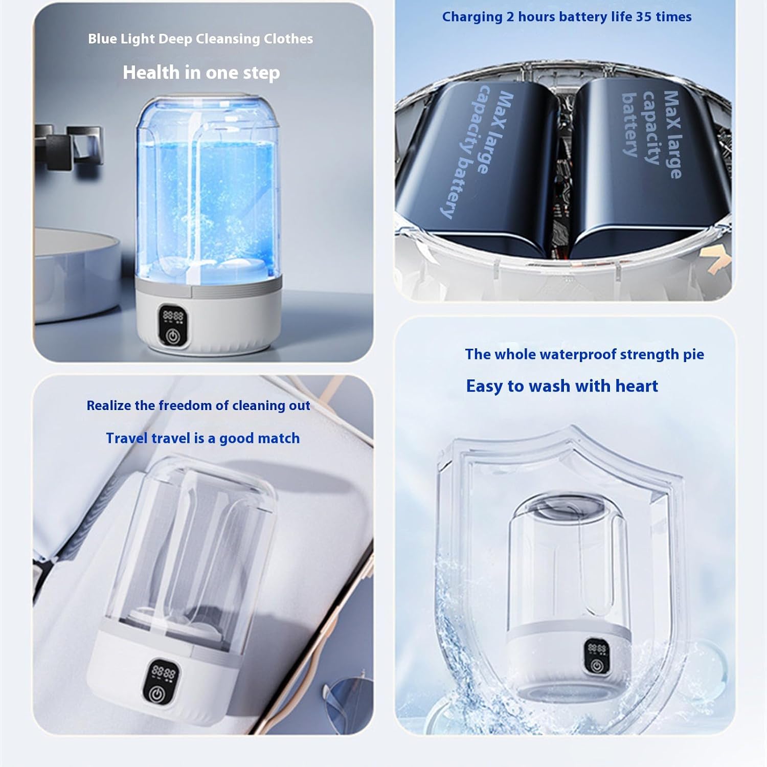 Rechargeable Handheld Washing Machine For Travel Home Use 7000mAh Battery Delicate Garments Baby Clothes Accessories