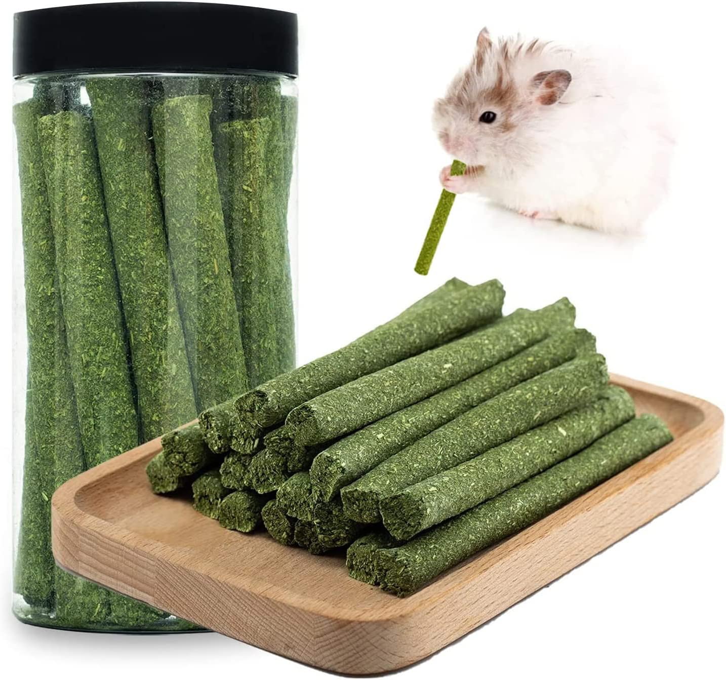 20 Pcs Natural Timothy Hay Sticks, Molar Wood Treats Stick, Teeth Chew Stick for Rabbits, Hamster, Chinchilla and Other Small Animals