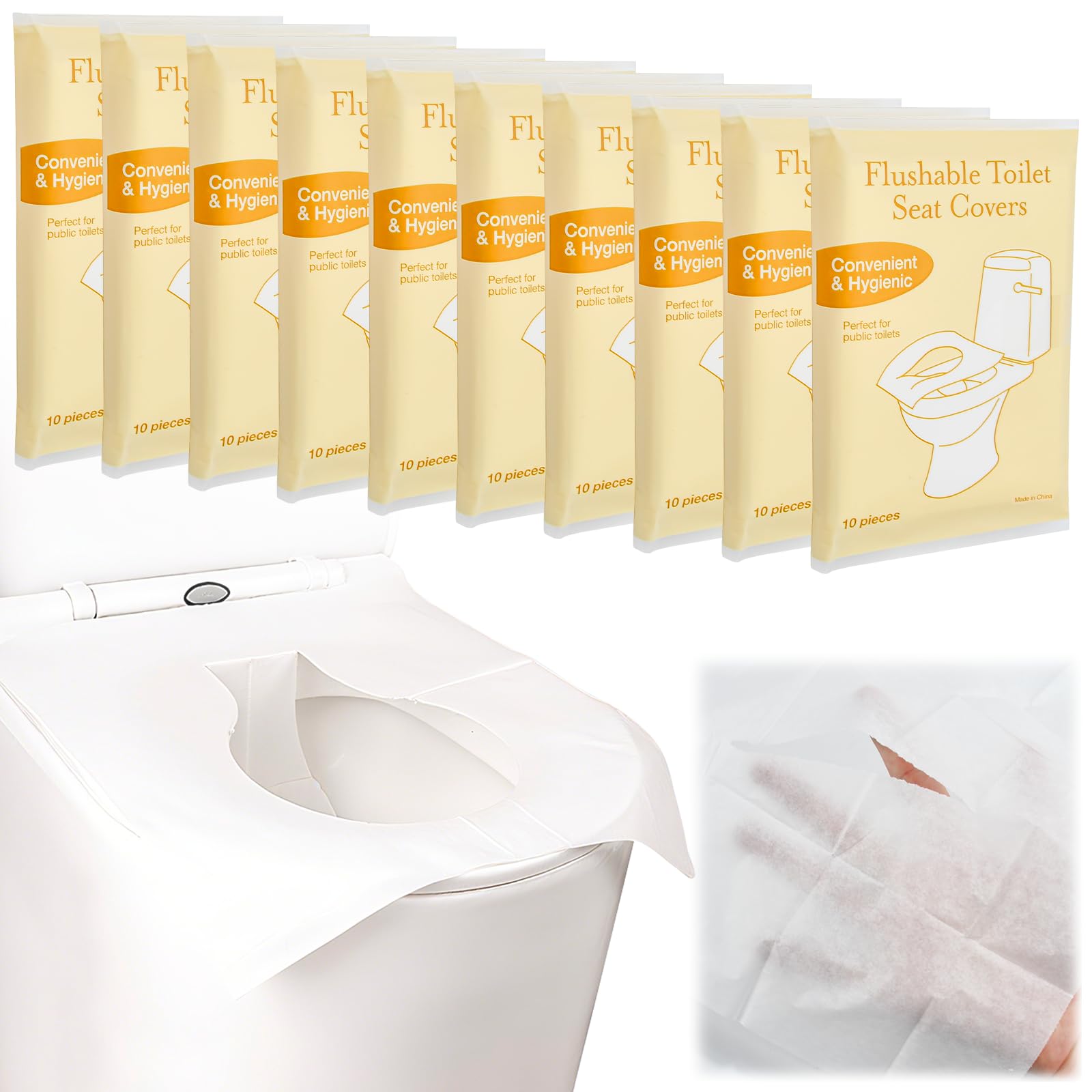 Copriwater Biodegradabili 100 Pezzi Coprisedile WC Portatile Antibatterico Universale per Viaggi Hotel