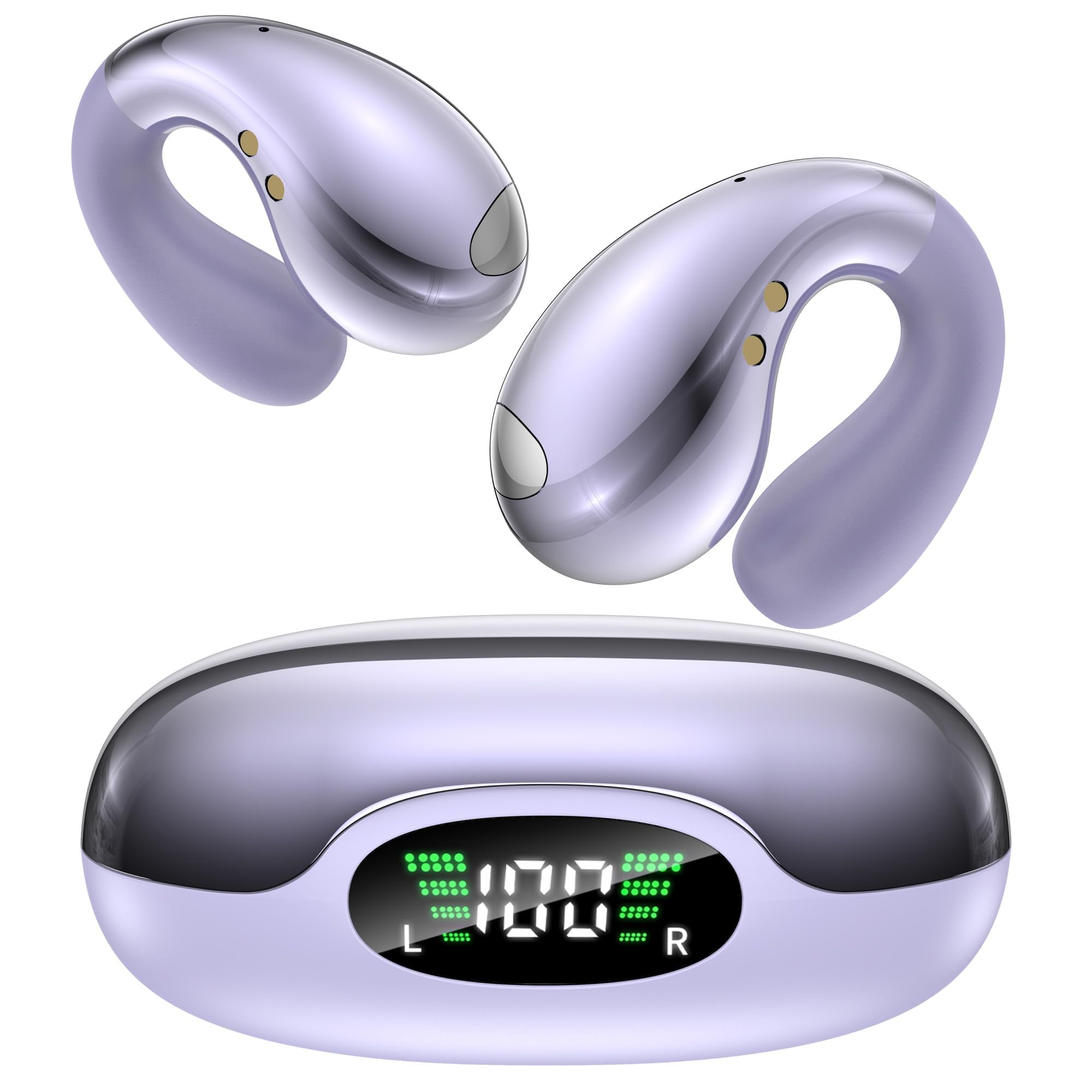 Boytond Ultra Open Ear Earbuds - Ergonomic Clip-On Earbuds, Bone Conduction Over-The-Ear Headphones with Waterproof Design and Secure Fit for Small Ears, Pearl White — view 9