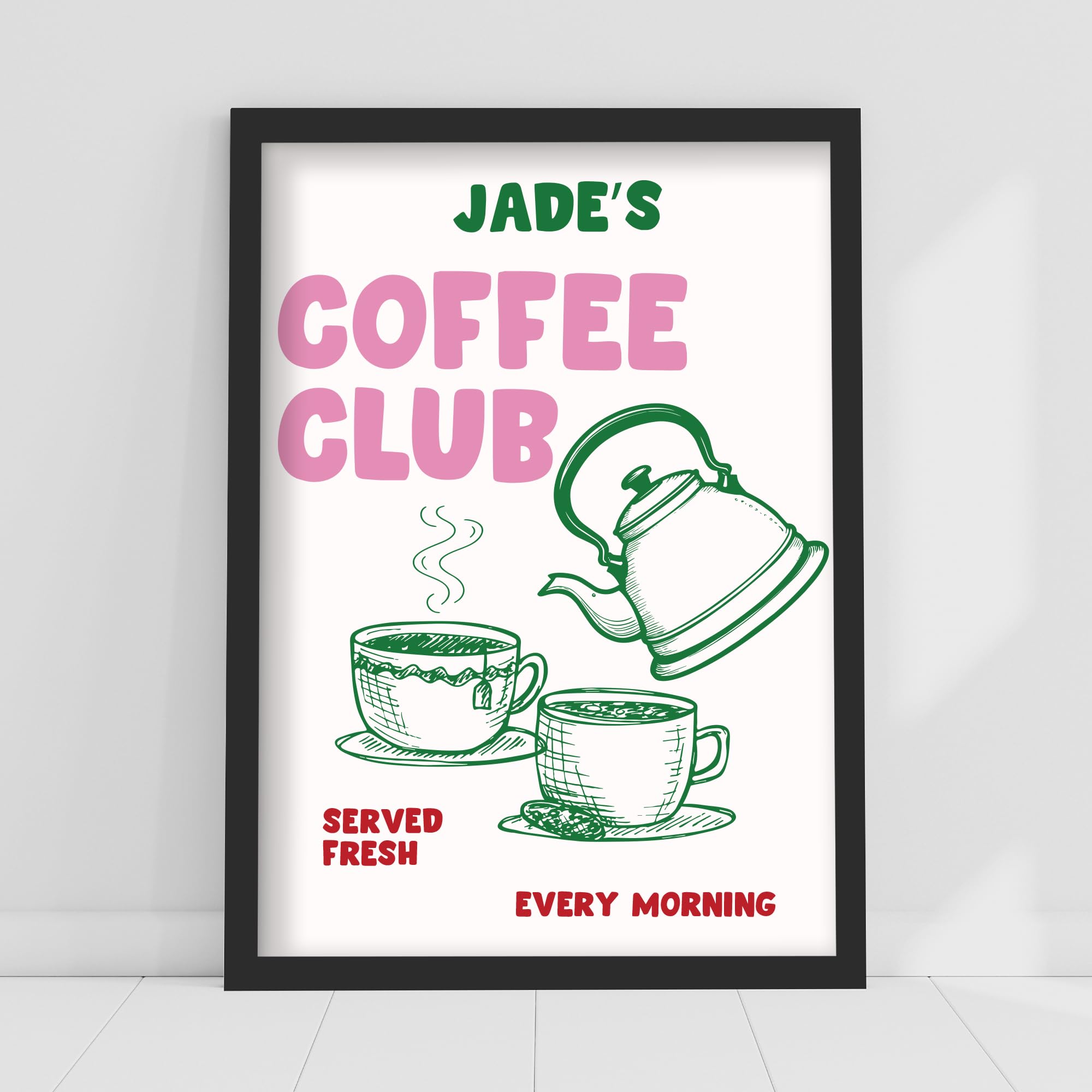 Themed Kitchen Print - Coffee Club Personalised Poster Home Wall Art (42cm x 59.4cm - A2)