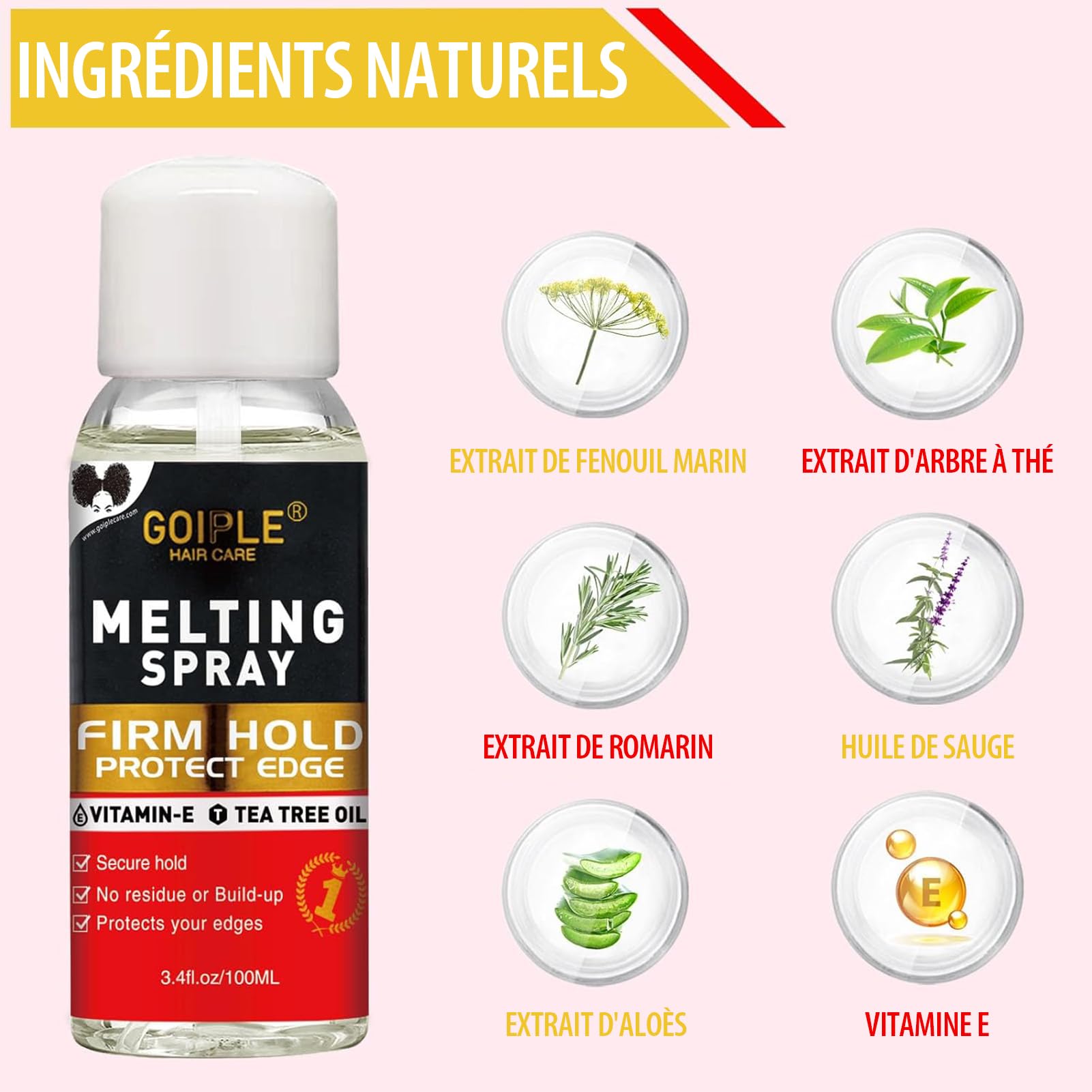 Sans Colle Lace Melting Spray For Wigs, 3.4 Fl Oz - Melting Spray Wig Spritz Spray Lace Protège Le Cuir Chevelu, Améliore La Tenue, Formule Naturelle