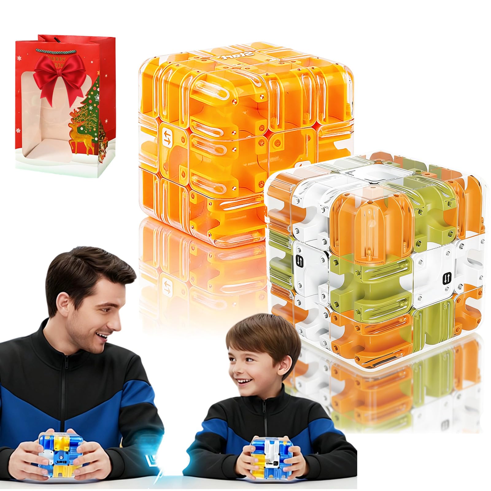 2026 nowy labirynt 3D puzzle labirynt kostka, 3D Rolling Ball Maze Cube z piłką dopasowującą kolory, wciągająca zabawka łamigłówka, puzzle 3D, gra edukacyjna, prezent na spotkania rodzinne (O#)
