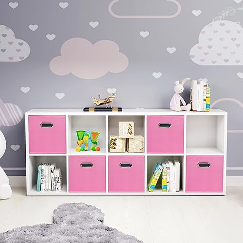 Miniatura 4 de Contenedores de almacenamiento de tela de tela, organizadores de cubos de tela con asas dobles, canastas de almacenamiento plegables para el hogar y