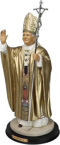 Miniatura 5 de Ebros Gran Venerable Papa Juan Pablo II con crucifijo de férula papal en túnica dorada, estatua de 16.75 pulgadas de alto, Santo Pontífice del