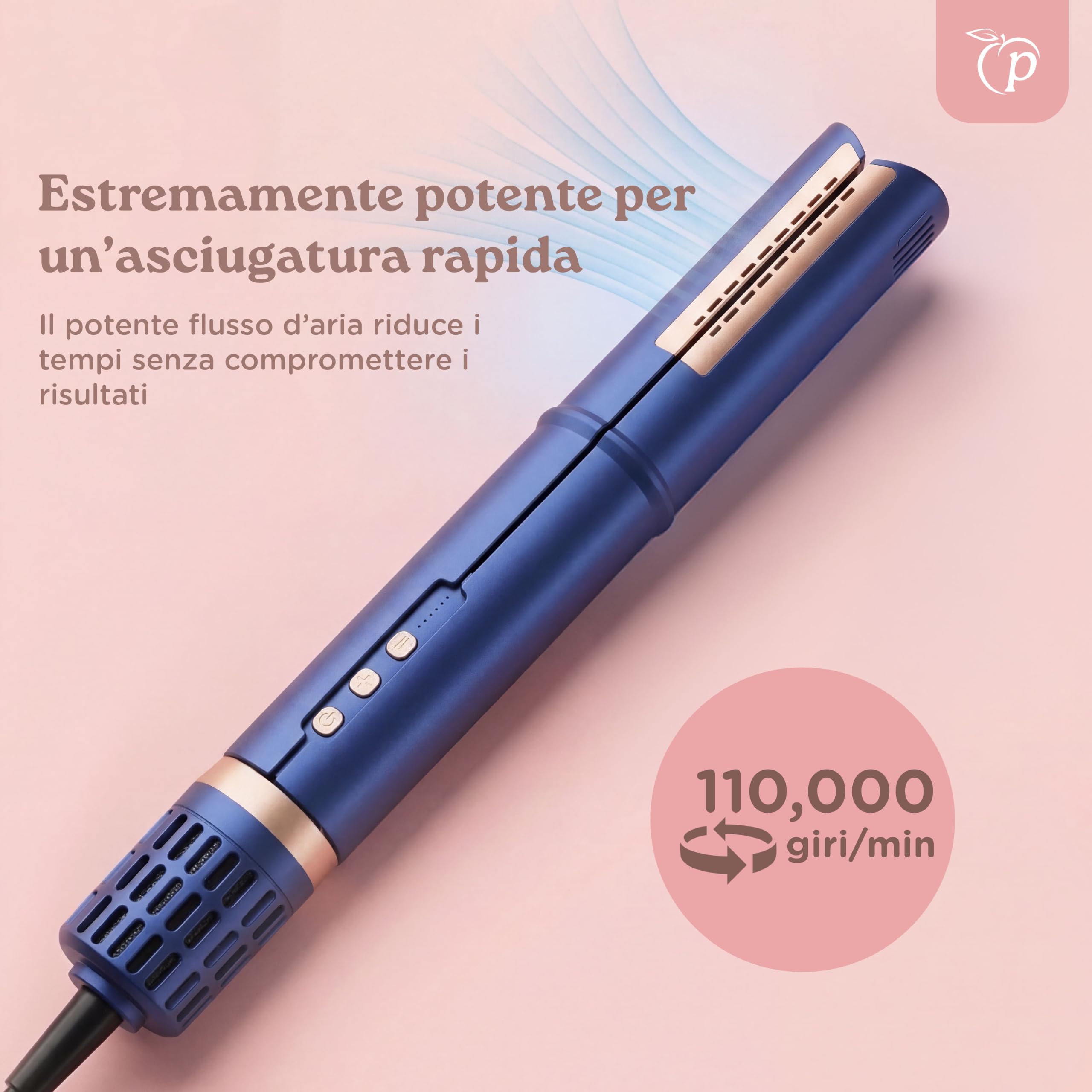 2-in-1 Asciugacapelli & Piastra per Capelli | Asciuga e Liscia i Capelli in Un Solo Strumento | 4 Temperature & 3 Velocità | Tecnologia Ionica | 31x8 cm | Blu, Rosa