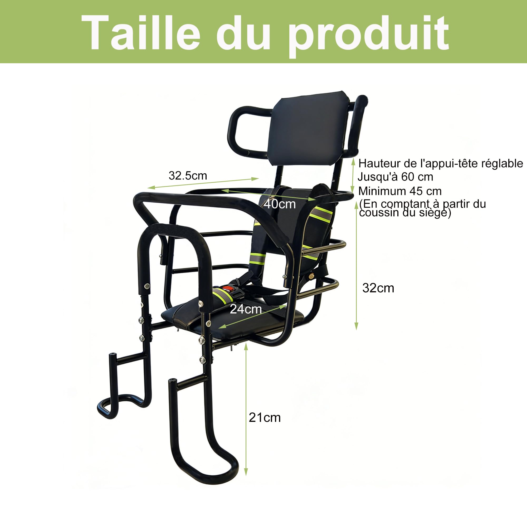QMD Siège vélo Enfant arrière avec Appui-tête réglable, Repose-Pieds, Dossier et Barres de Maintien. Porte-bébé pour vélo conçu pour Les Enfants de 18 Mois à 8 Ans.