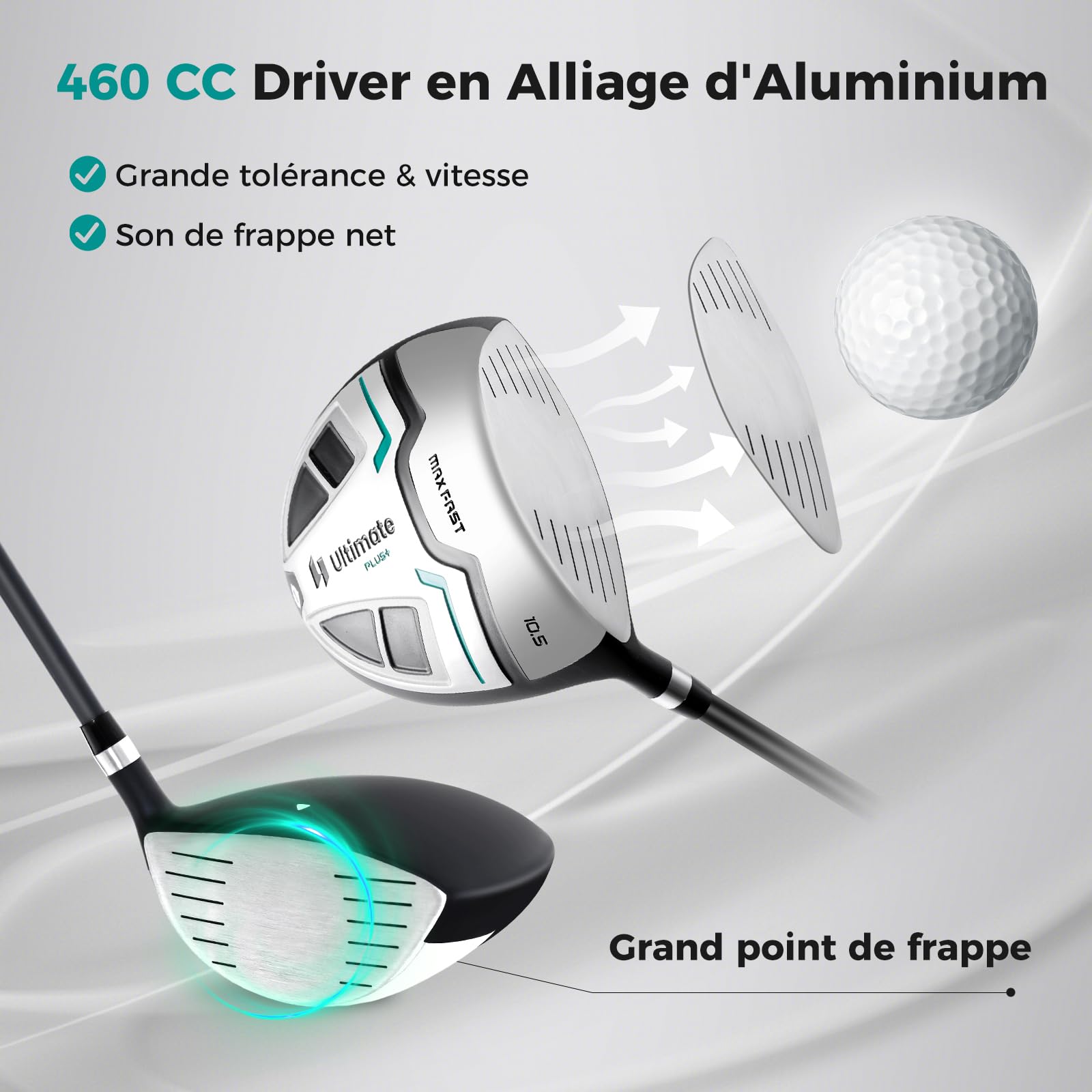 GYMAX Ensemble Complet de Clubs de Golf pour Hommes Droitier, Comprenant Driver #1 460CC, Fairway #3, Hybride #5, Fers #5, #6, #7, #8, #9, #P, #S, Putter, 3 Couvre-Golf et Sac de Golf