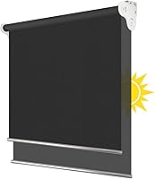 Vista 1 de PASSENGER PIGEON Persianas enrollables sin cordón, de doble tela negra, oscurecimiento de la habitación y filtrado de luz en una pista, persianas