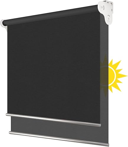 PASSENGER PIGEON Persianas enrollables sin cordón, de doble tela negra, oscurecimiento de la habitación y filtrado de luz en una pista, persianas de