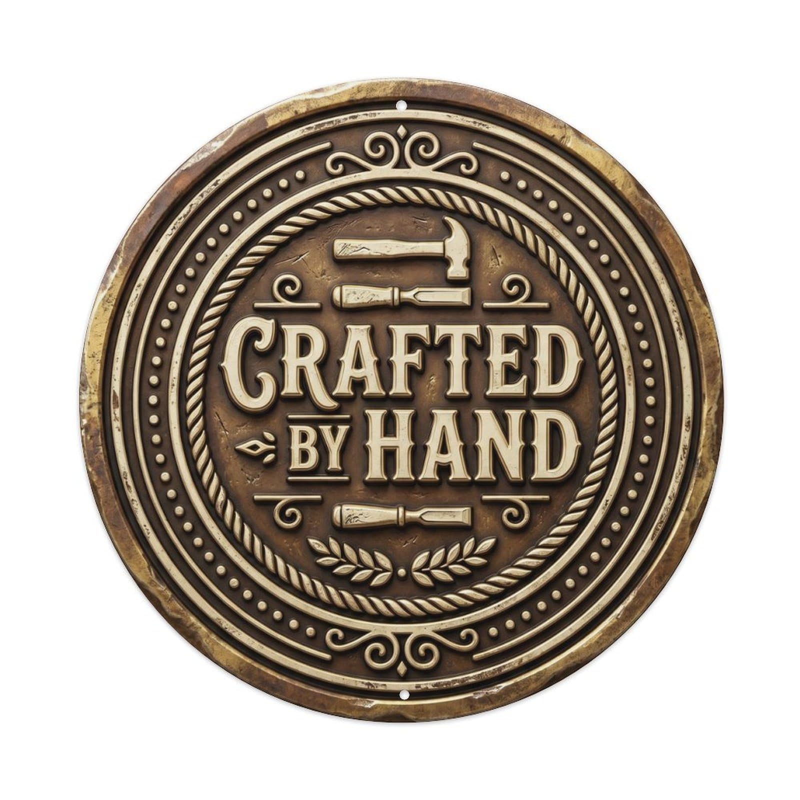 Crafted by Hand Nostalgic Bedroom Ornament Retro Slogans Metal Tin Sign