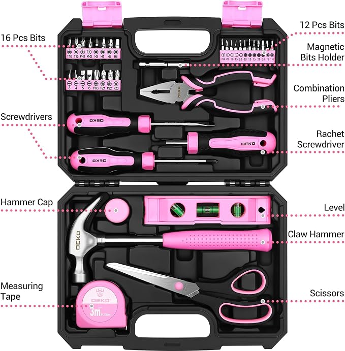 Kit de Herramientas DEKOPRO para Mujeres, 42 Piezas, Color Rosa miniatura 2